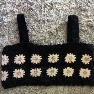 Black and White Floral Kids Tank Top